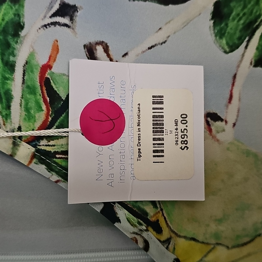 🤑 Nwt Ala Von Auersperg Green and Yellow Midi dress with Tropical Print 🤑 - Picture 13 of 16